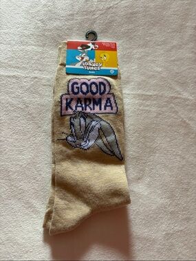 Warner Bros. Beige & Purple Looney Tunes Crew Socks